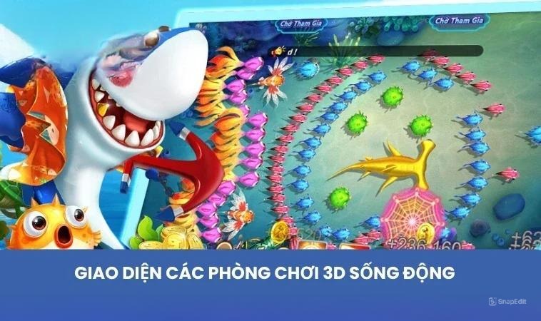 Giao diện các phòng chơi 3D sống động